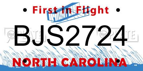 BJS2724 North Carolina License Plate