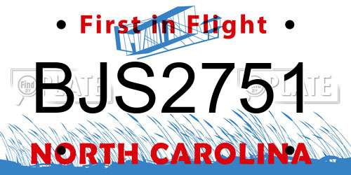 BJS2751 North Carolina License Plate