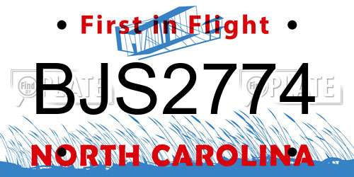 BJS2774 North Carolina License Plate