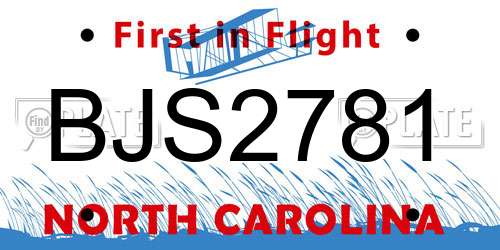BJS2781 North Carolina License Plate