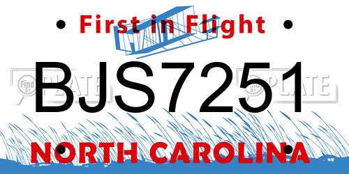 BJS7251 North Carolina License Plate