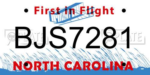 BJS7281 North Carolina License Plate