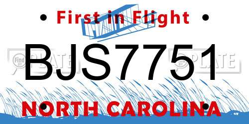 BJS7751 North Carolina License Plate