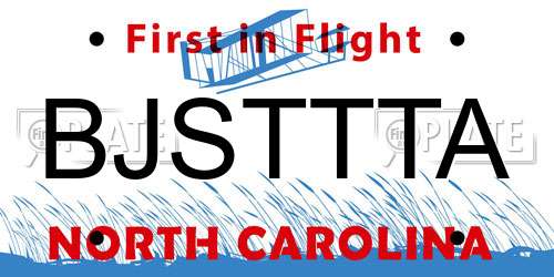 BJSTTTA North Carolina License Plate