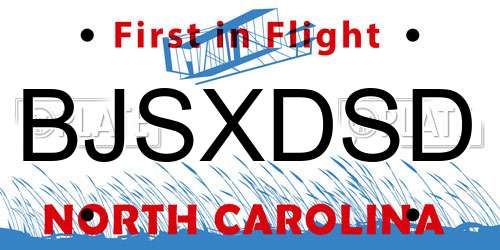 BJSXDSD North Carolina License Plate