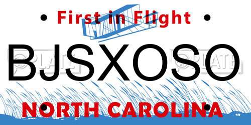 BJSXOSO North Carolina License Plate