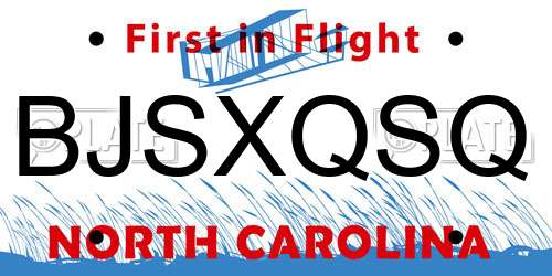 BJSXQSQ North Carolina License Plate