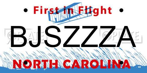 BJSZZZA North Carolina License Plate
