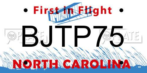 BJTP75 North Carolina License Plate