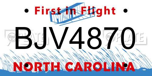 BJV4870 North Carolina License Plate