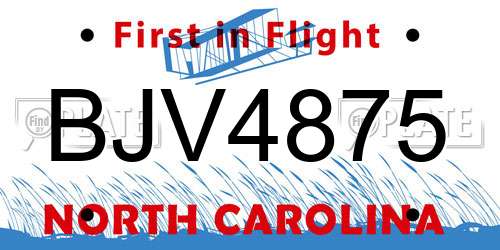 BJV4875 North Carolina License Plate
