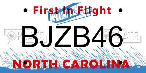 BJZB46 North Carolina License Plate