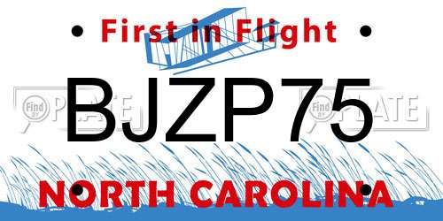 BJZP75 North Carolina License Plate