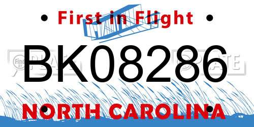 BK08286 North Carolina License Plate