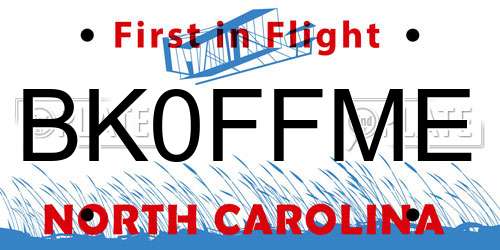 BK0FFME North Carolina License Plate