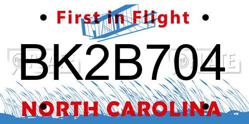 BK2B704 North Carolina License Plate
