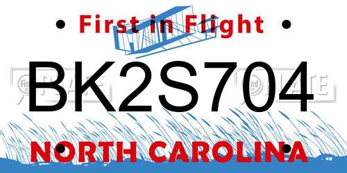 BK2S704 North Carolina License Plate