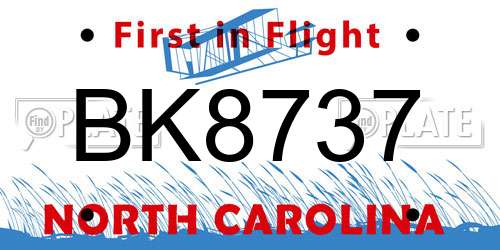 BK8737 North Carolina License Plate