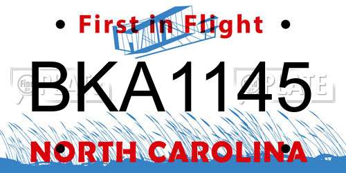 BKA1145 North Carolina License Plate