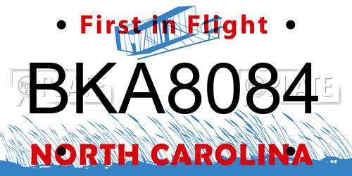 BKA8084 North Carolina License Plate