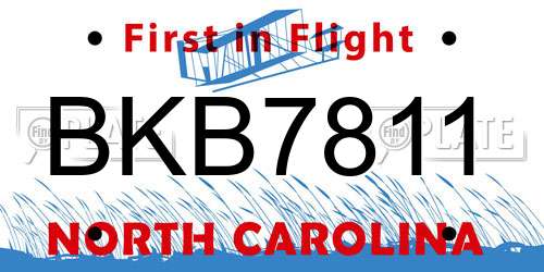 BKB7811 North Carolina License Plate