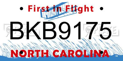 BKB9175 North Carolina License Plate