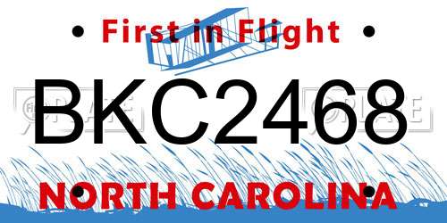 BKC2468 North Carolina License Plate