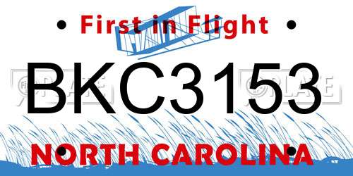 BKC3153 North Carolina License Plate