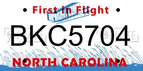 BKC5704 North Carolina License Plate