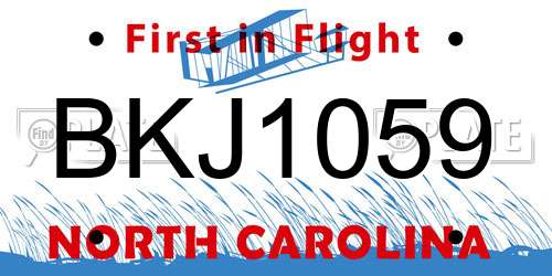 BKJ1059 North Carolina License Plate