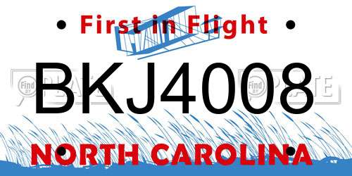BKJ4008 North Carolina License Plate