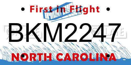 BKM2247 North Carolina License Plate