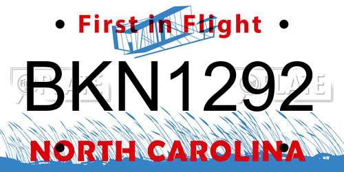 BKN1292 North Carolina License Plate