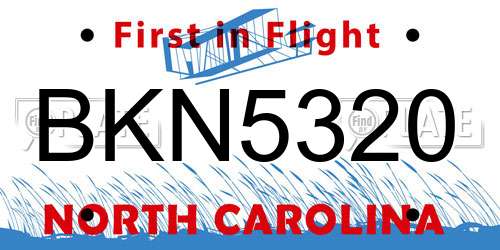 BKN5320 North Carolina License Plate