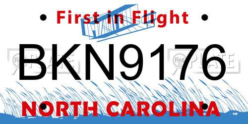 BKN9176 North Carolina License Plate