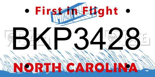 BKP3428 North Carolina License Plate