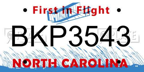 BKP3543 North Carolina License Plate