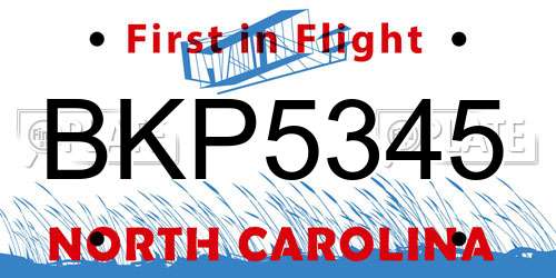BKP5345 North Carolina License Plate