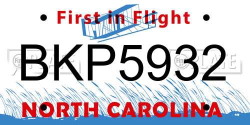 BKP5932 North Carolina License Plate