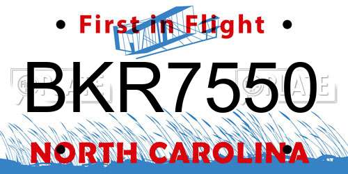 BKR7550 North Carolina License Plate
