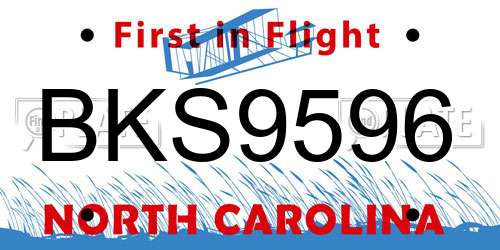 BKS9596 North Carolina License Plate