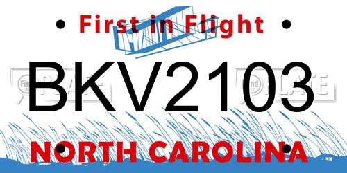 BKV2103 North Carolina License Plate