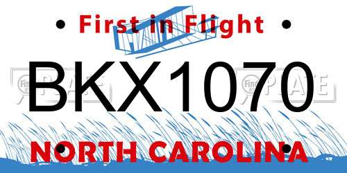 BKX1070 North Carolina License Plate