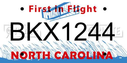 BKX1244 North Carolina License Plate
