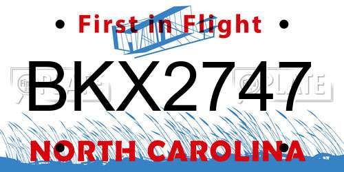 BKX2747 North Carolina License Plate