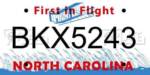 BKX5243 North Carolina License Plate