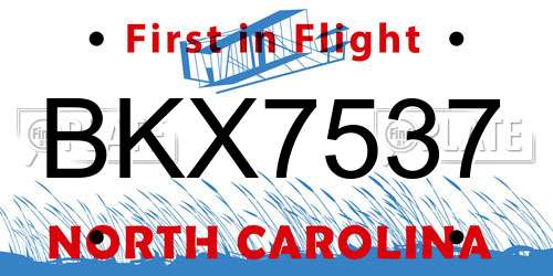 BKX7537 North Carolina License Plate