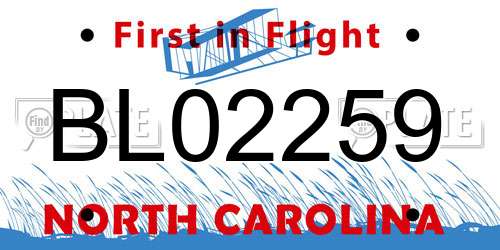 BL02259 North Carolina License Plate