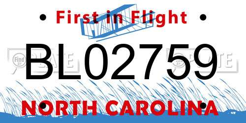 BL02759 North Carolina License Plate