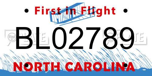 BL02789 North Carolina License Plate